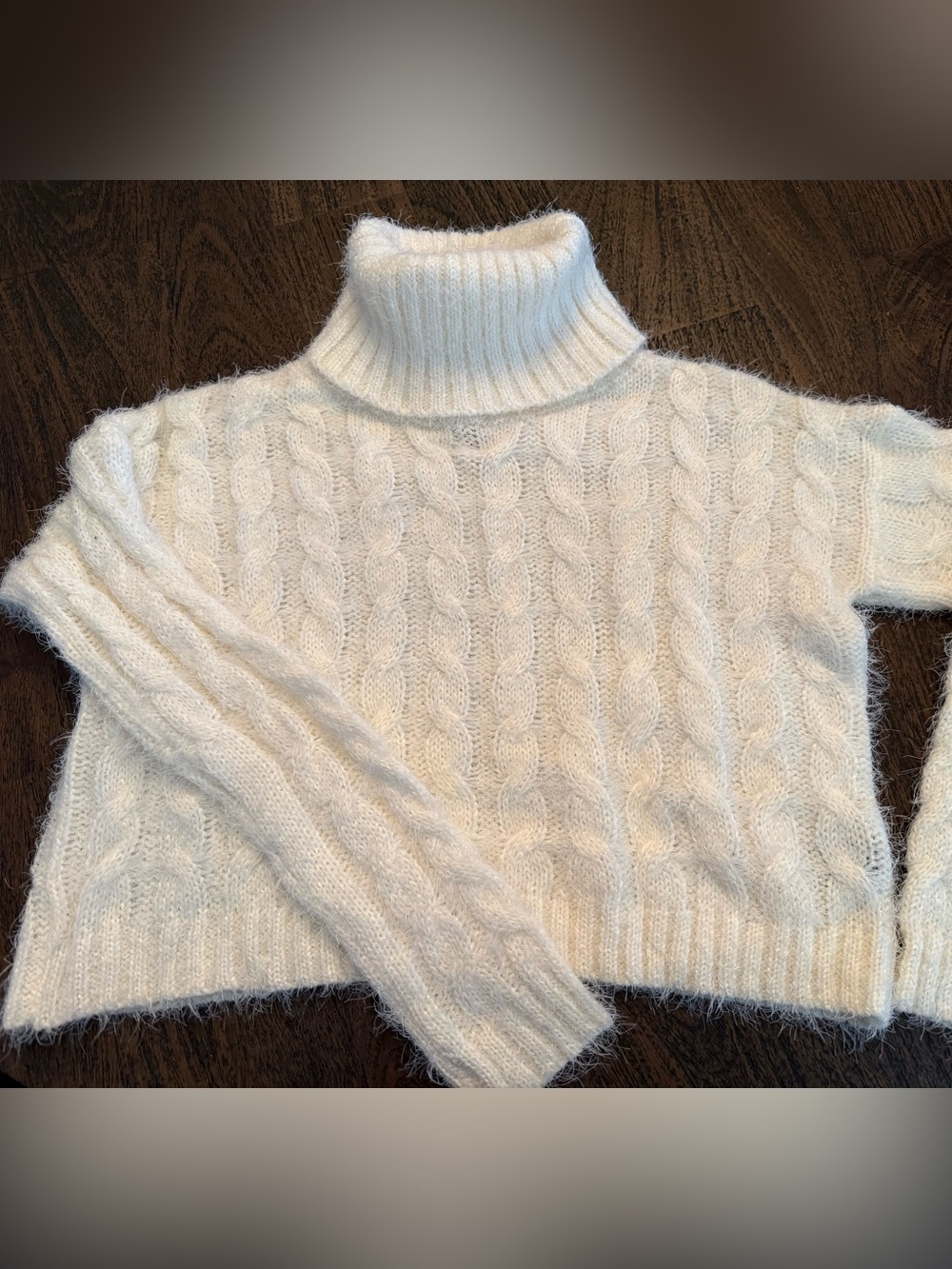 Lulu’s Cable-Knit Cropped Turtleneck Sweater